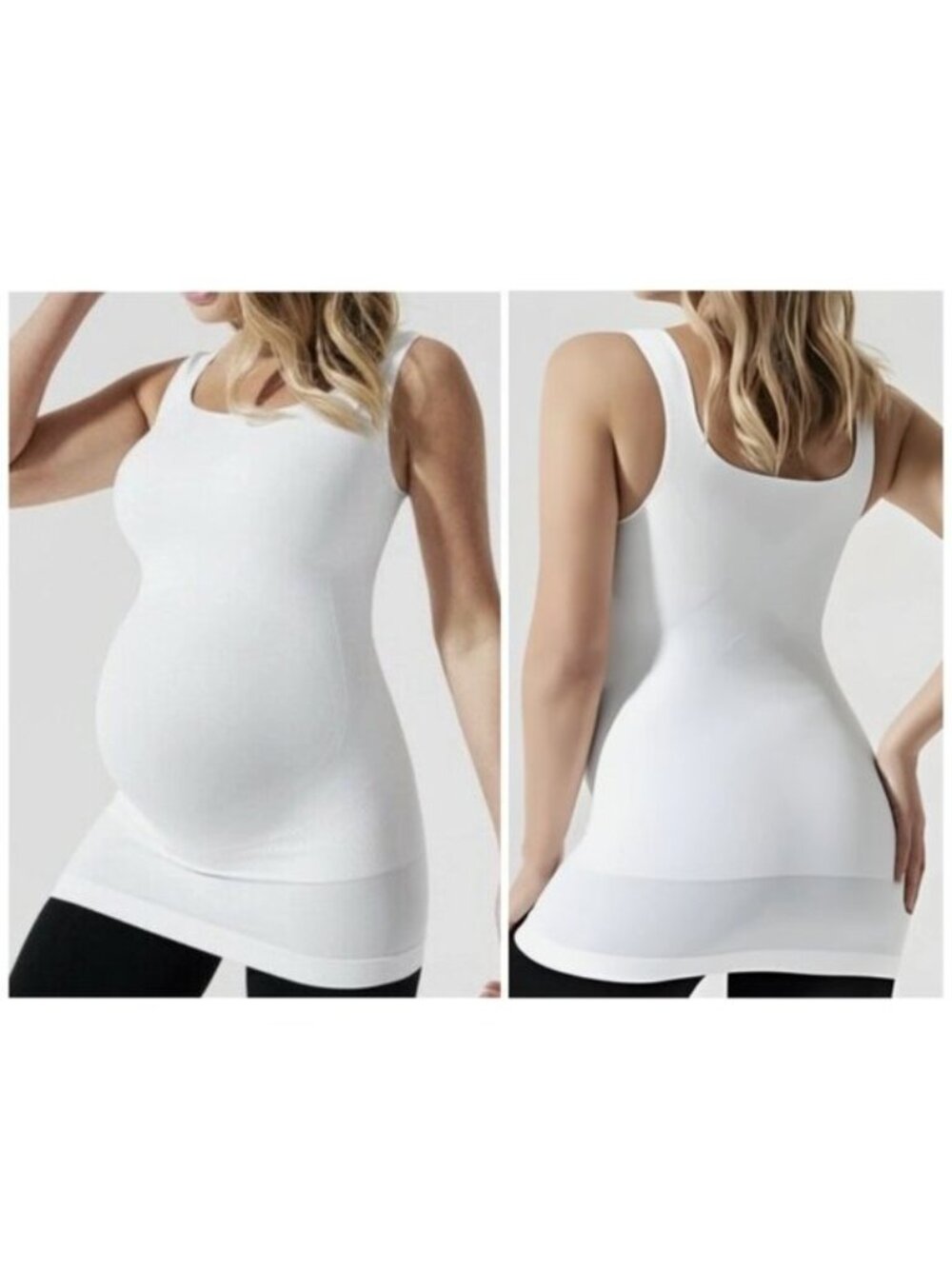 BLANQI Everyday Maternity Belly Support Tank Top White Seamless Compression Size